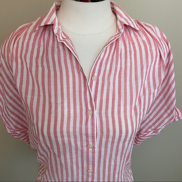 Madewell Pink Rose Stripe Tie Back Central Top XS - Picture 3 of 8